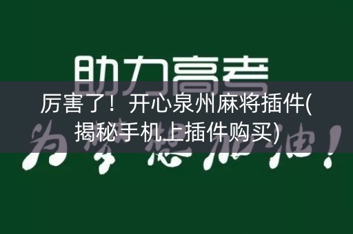 厉害了！开心泉州麻将插件(揭秘手机上插件购买)