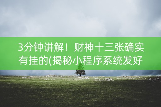3分钟讲解！财神十三张确实有挂的(揭秘小程序系统发好牌)