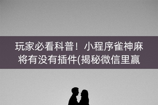 玩家必看科普！小程序雀神麻将有没有插件(揭秘微信里赢牌的技巧)