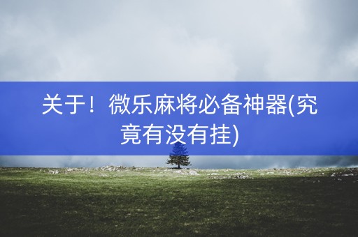 关于！微乐麻将必备神器(究竟有没有挂)