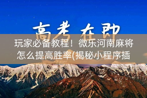 玩家必备教程！微乐河南麻将怎么提高胜率(揭秘小程序插件下载)