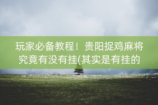 玩家必备教程！贵阳捉鸡麻将究竟有没有挂(其实是有挂的)