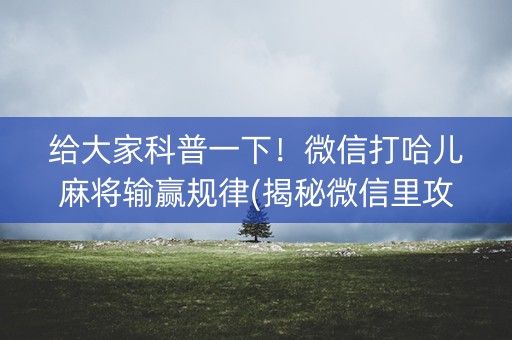 给大家科普一下！微信打哈儿麻将输赢规律(揭秘微信里攻略插件)