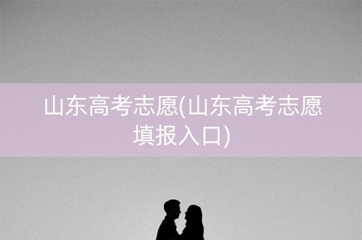 山东高考志愿(山东高考志愿填报入口)