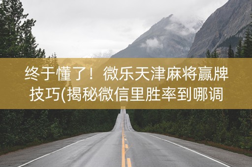 终于懂了！微乐天津麻将赢牌技巧(揭秘微信里胜率到哪调)