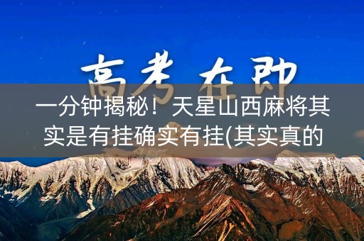 一分钟揭秘！天星山西麻将其实是有挂确实有挂(其实真的有挂)