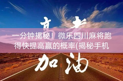 一分钟揭秘！微乐四川麻将跑得快提高赢的概率(揭秘手机上助赢神器购买)