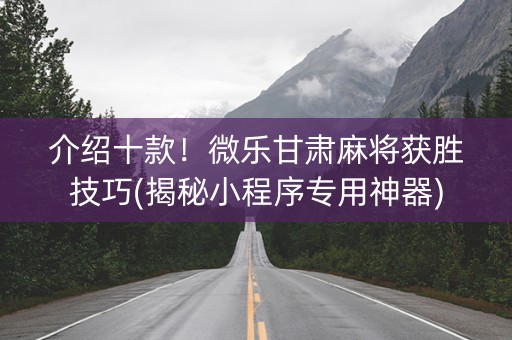 介绍十款！微乐甘肃麻将获胜技巧(揭秘小程序专用神器)
