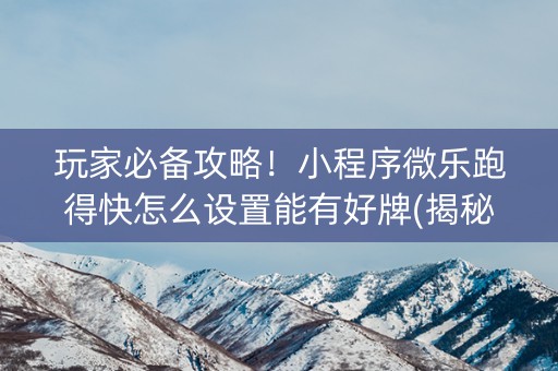 玩家必备攻略！小程序微乐跑得快怎么设置能有好牌(揭秘小程序如何让牌变好)