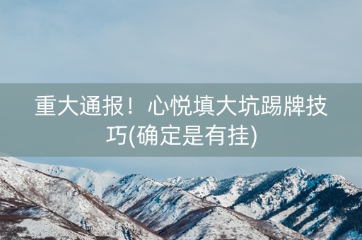 重大通报！心悦填大坑踢牌技巧(确定是有挂)