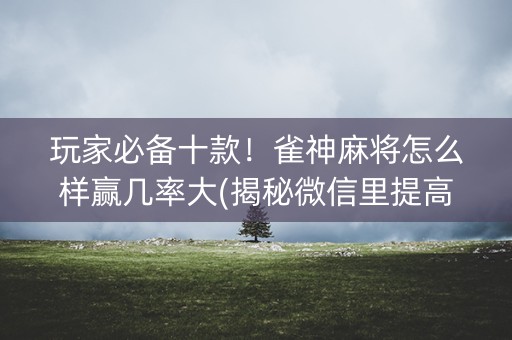 玩家必备十款！雀神麻将怎么样赢几率大(揭秘微信里提高胜率)