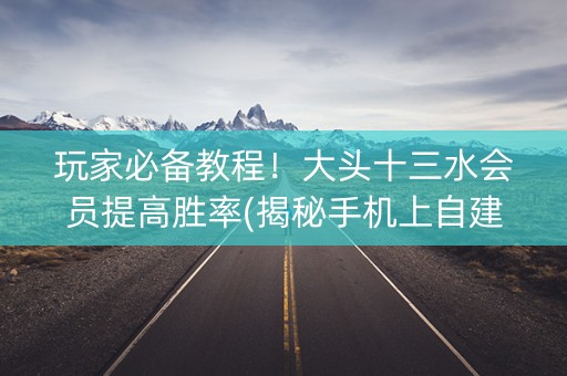 玩家必备教程！大头十三水会员提高胜率(揭秘手机上自建房怎么赢)