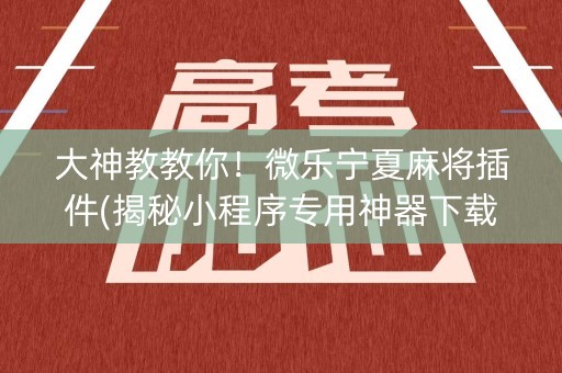 大神教教你！微乐宁夏麻将插件(揭秘小程序专用神器下载)