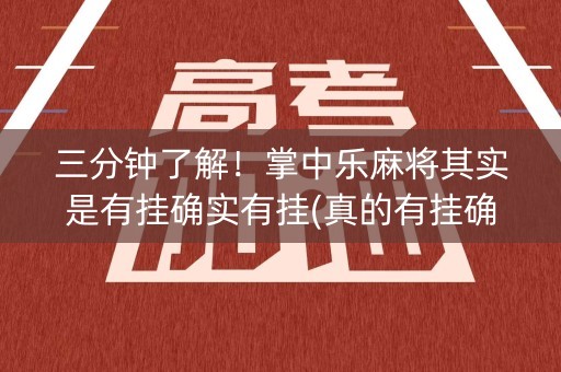 三分钟了解！掌中乐麻将其实是有挂确实有挂(真的有挂确实有挂)