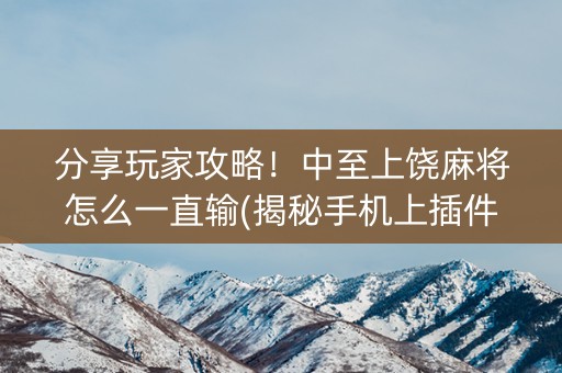 分享玩家攻略！中至上饶麻将怎么一直输(揭秘手机上插件下载)
