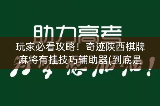 玩家必看攻略！奇迹陕西棋牌麻将有挂技巧辅助器(到底是不是有挂)