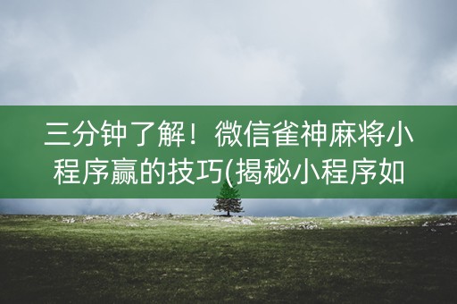 三分钟了解！微信雀神麻将小程序赢的技巧(揭秘小程序如何让牌变好)