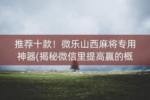 推荐十款！微乐山西麻将专用神器(揭秘微信里提高赢的概率)
