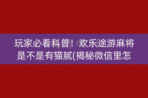 玩家必看科普！欢乐途游麻将是不是有猫腻(揭秘微信里怎么容易赢)