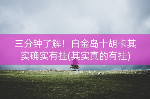 三分钟了解！白金岛十胡卡其实确实有挂(其实真的有挂)