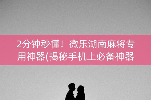 2分钟秒懂！微乐湖南麻将专用神器(揭秘手机上必备神器)