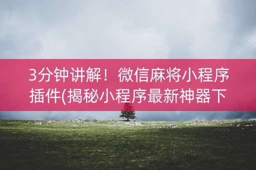 3分钟讲解！微信麻将小程序插件(揭秘小程序最新神器下载)