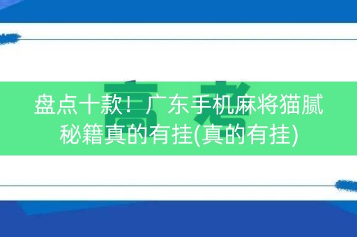 盘点十款！广东手机麻将猫腻秘籍真的有挂(真的有挂)