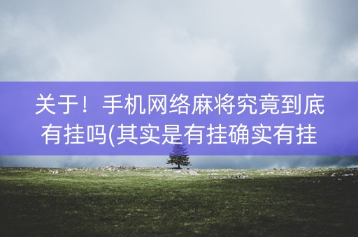 关于！手机网络麻将究竟到底有挂吗(其实是有挂确实有挂)