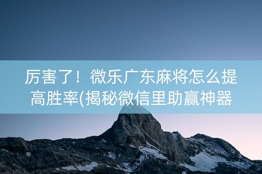 厉害了！微乐广东麻将怎么提高胜率(揭秘微信里助赢神器)
