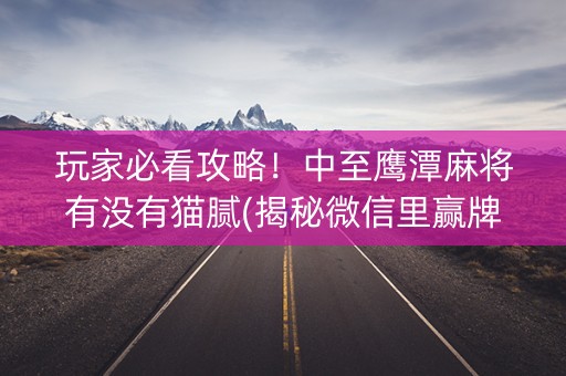 玩家必看攻略！中至鹰潭麻将有没有猫腻(揭秘微信里赢牌技巧)
