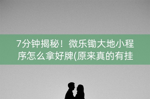 7分钟揭秘！微乐锄大地小程序怎么拿好牌(原来真的有挂)