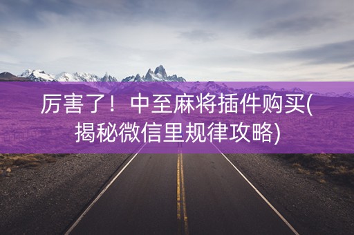 厉害了！中至麻将插件购买(揭秘微信里规律攻略)