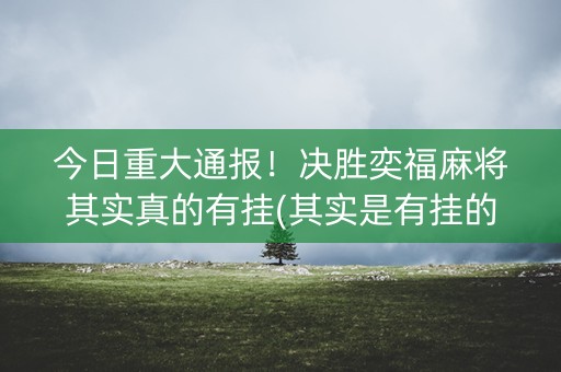 今日重大通报！决胜奕福麻将其实真的有挂(其实是有挂的)