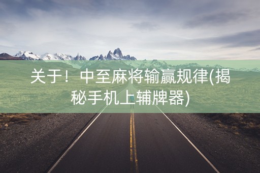 关于！中至麻将输赢规律(揭秘手机上辅牌器)