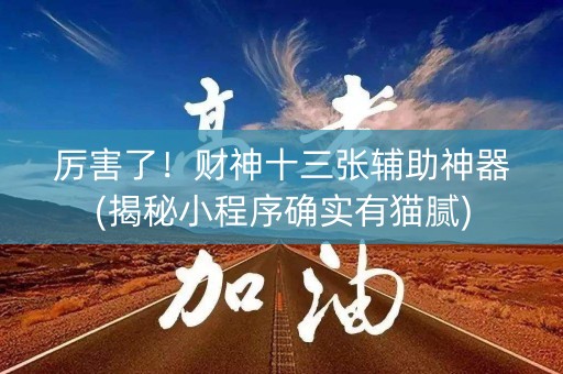 厉害了！财神十三张辅助神器(揭秘小程序确实有猫腻)