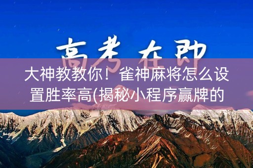 大神教教你！雀神麻将怎么设置胜率高(揭秘小程序赢牌的技巧)