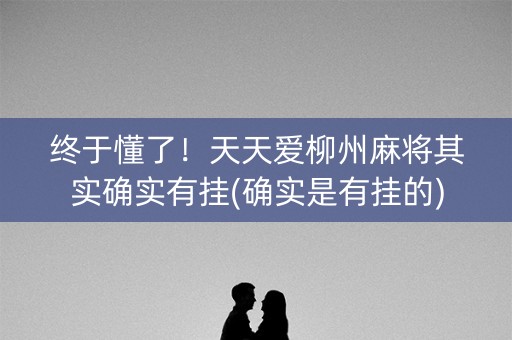 终于懂了！天天爱柳州麻将其实确实有挂(确实是有挂的)