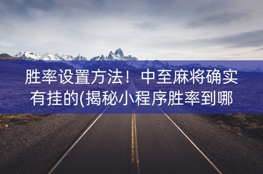 胜率设置方法！中至麻将确实有挂的(揭秘小程序胜率到哪调)