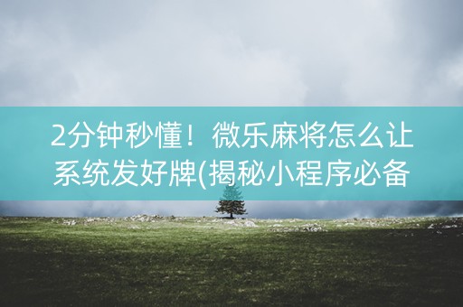2分钟秒懂！微乐麻将怎么让系统发好牌(揭秘小程序必备神器)