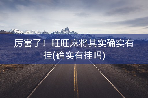 厉害了！旺旺麻将其实确实有挂(确实有挂吗)