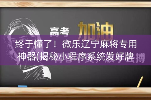 终于懂了！微乐辽宁麻将专用神器(揭秘小程序系统发好牌)