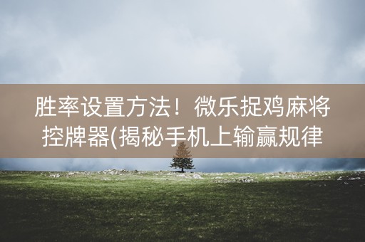 胜率设置方法！微乐捉鸡麻将控牌器(揭秘手机上输赢规律)