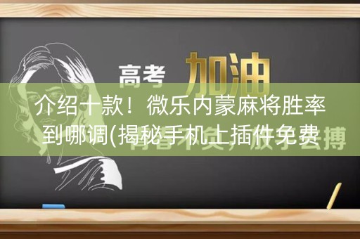 介绍十款！微乐内蒙麻将胜率到哪调(揭秘手机上插件免费)
