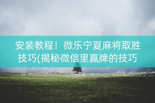 安装教程！微乐宁夏麻将取胜技巧(揭秘微信里赢牌的技巧)