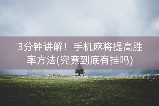 3分钟讲解！手机麻将提高胜率方法(究竟到底有挂吗)
