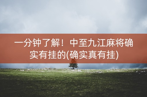 一分钟了解！中至九江麻将确实有挂的(确实真有挂)