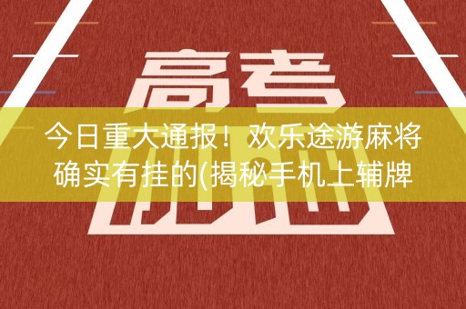 今日重大通报！欢乐途游麻将确实有挂的(揭秘手机上辅牌器)