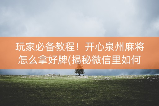 玩家必备教程！开心泉州麻将怎么拿好牌(揭秘微信里如何让牌变好)