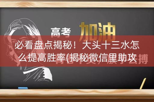 必看盘点揭秘！大头十三水怎么提高胜率(揭秘微信里助攻神器)