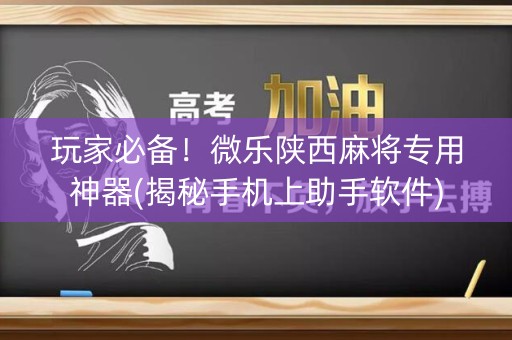 玩家必备！微乐陕西麻将专用神器(揭秘手机上助手软件)